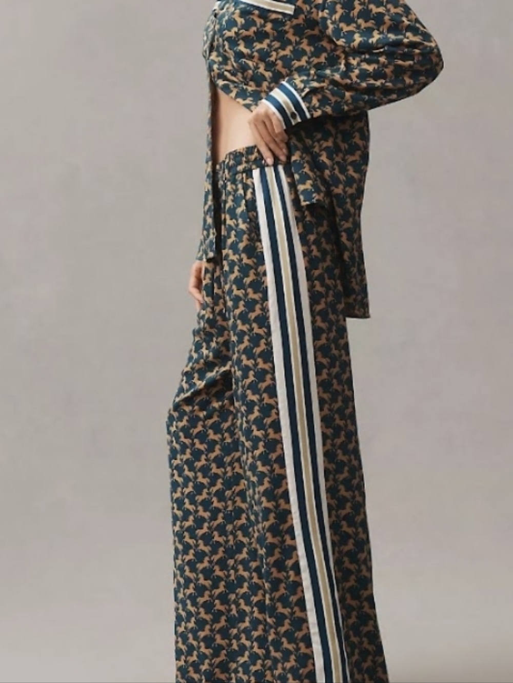 The Brooklin Tie-Front Printed Pull On Pants Size XXS color Navy